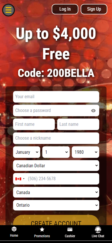 Bella Vegas Casino Mobile screenshot